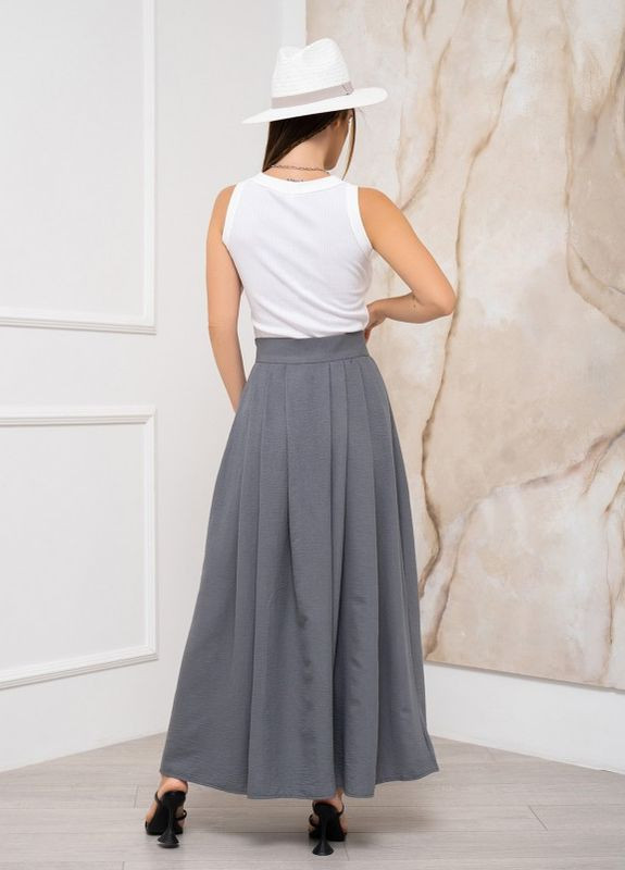Сіра текстурована спідниця зі складаннями ISSA PLUS (259734761)