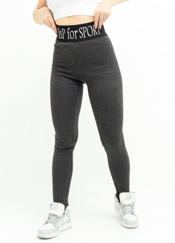 Серые зимние серые леггинсы из утепленного мехом трикотажа ISSA PLUS