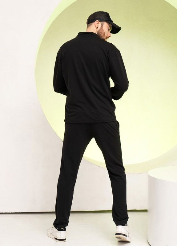 Трикотажний спортивний костюм однотонного чорного кольору ISSA PLUS (266782318)