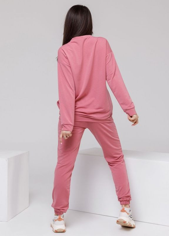 Розовый принтованный спортивный костюм из трикотажа ISSA PLUS (266782845)