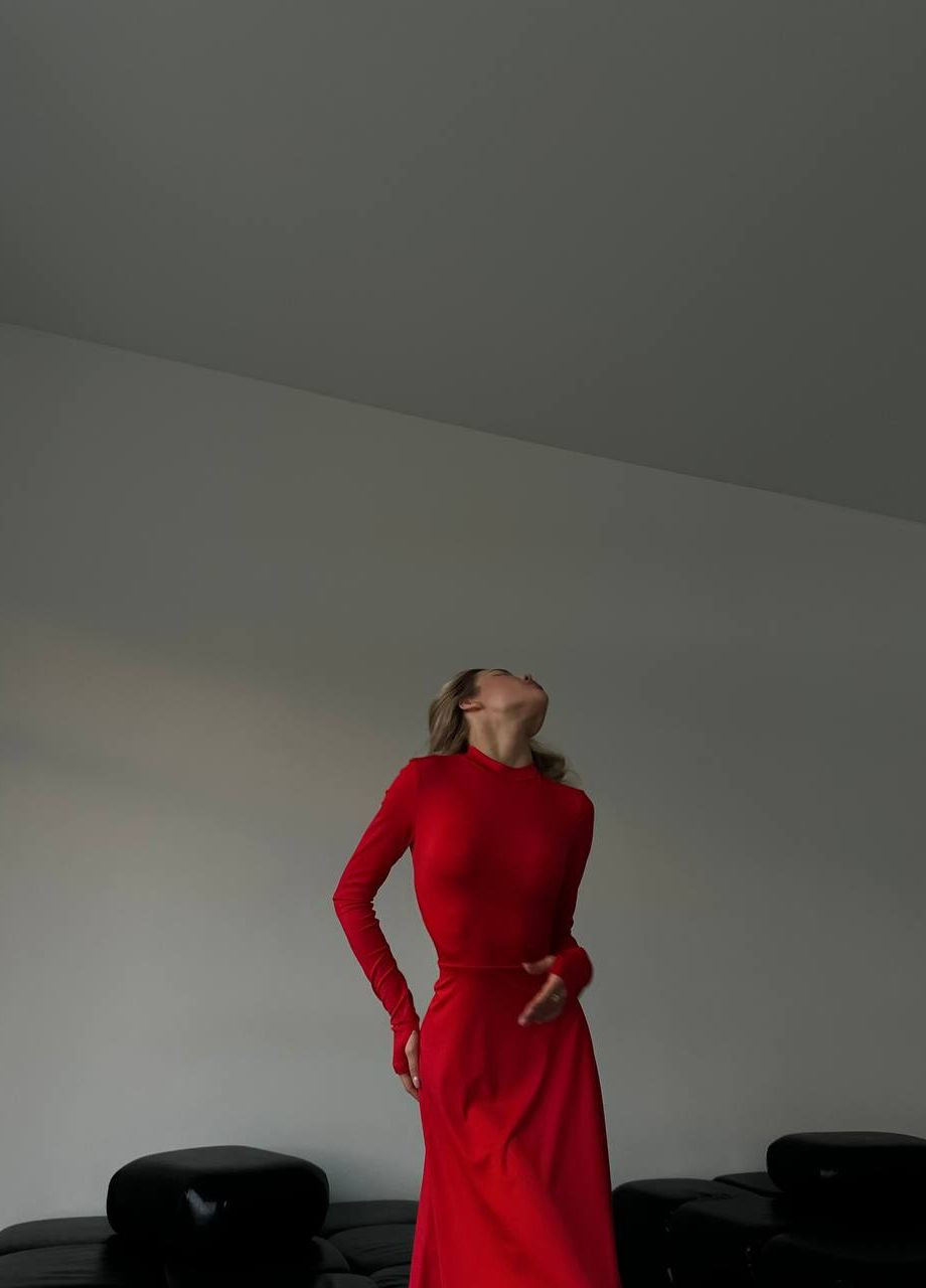 Красное кэжуал платье N.Family однотонное