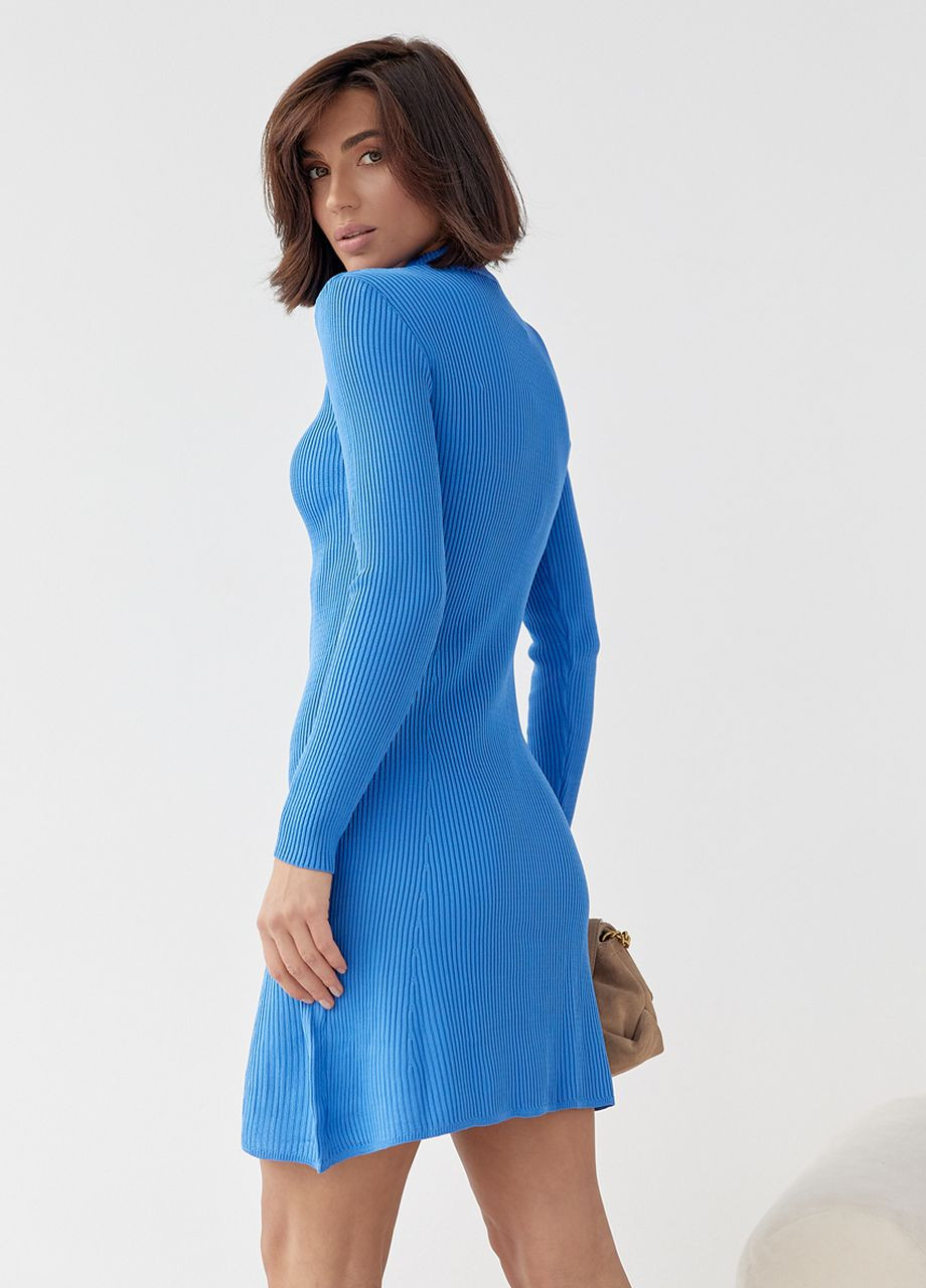 Синя вечірня базова сукня міні в рубчик Lurex