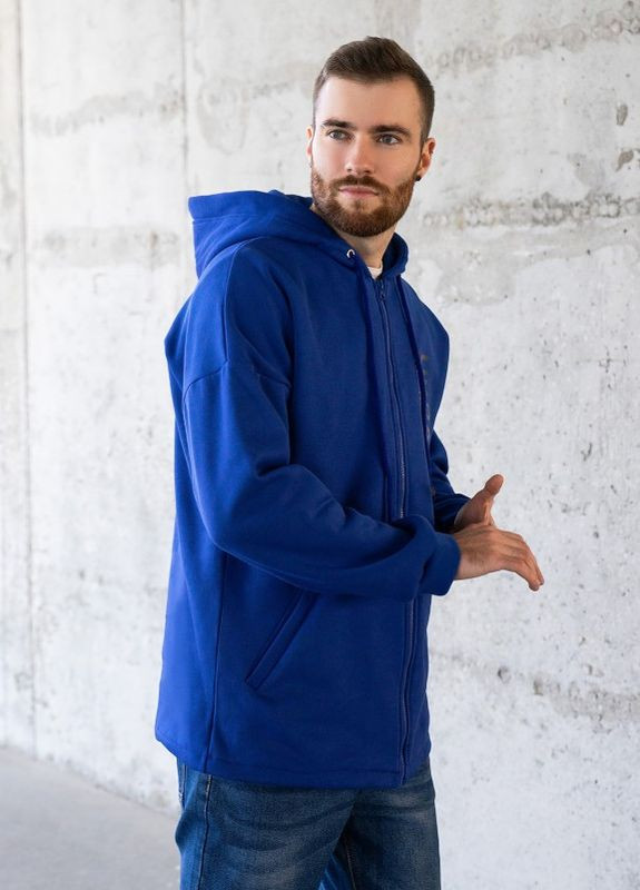 Синє утеплене худи на блискавці ISSA PLUS (266799394)