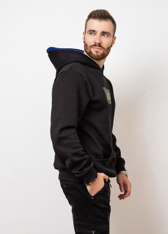 Трикотажное теплое худи черного цвета с принтом ISSA PLUS (266799405)