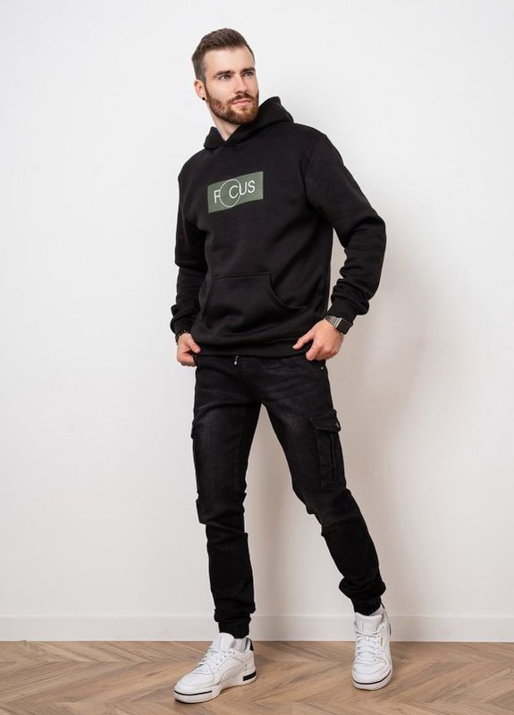 Трикотажное теплое худи черного цвета с принтом ISSA PLUS (266799405)