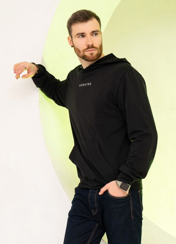 Черное трикотажное худи с патриотической надписью ISSA PLUS (266799827)