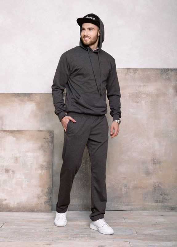 Темно-серое трикотажное худи с капюшоном ISSA PLUS (266799424)