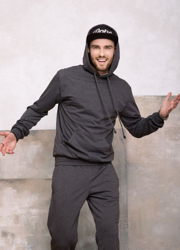 Темно-серое трикотажное худи с капюшоном ISSA PLUS (266799424)