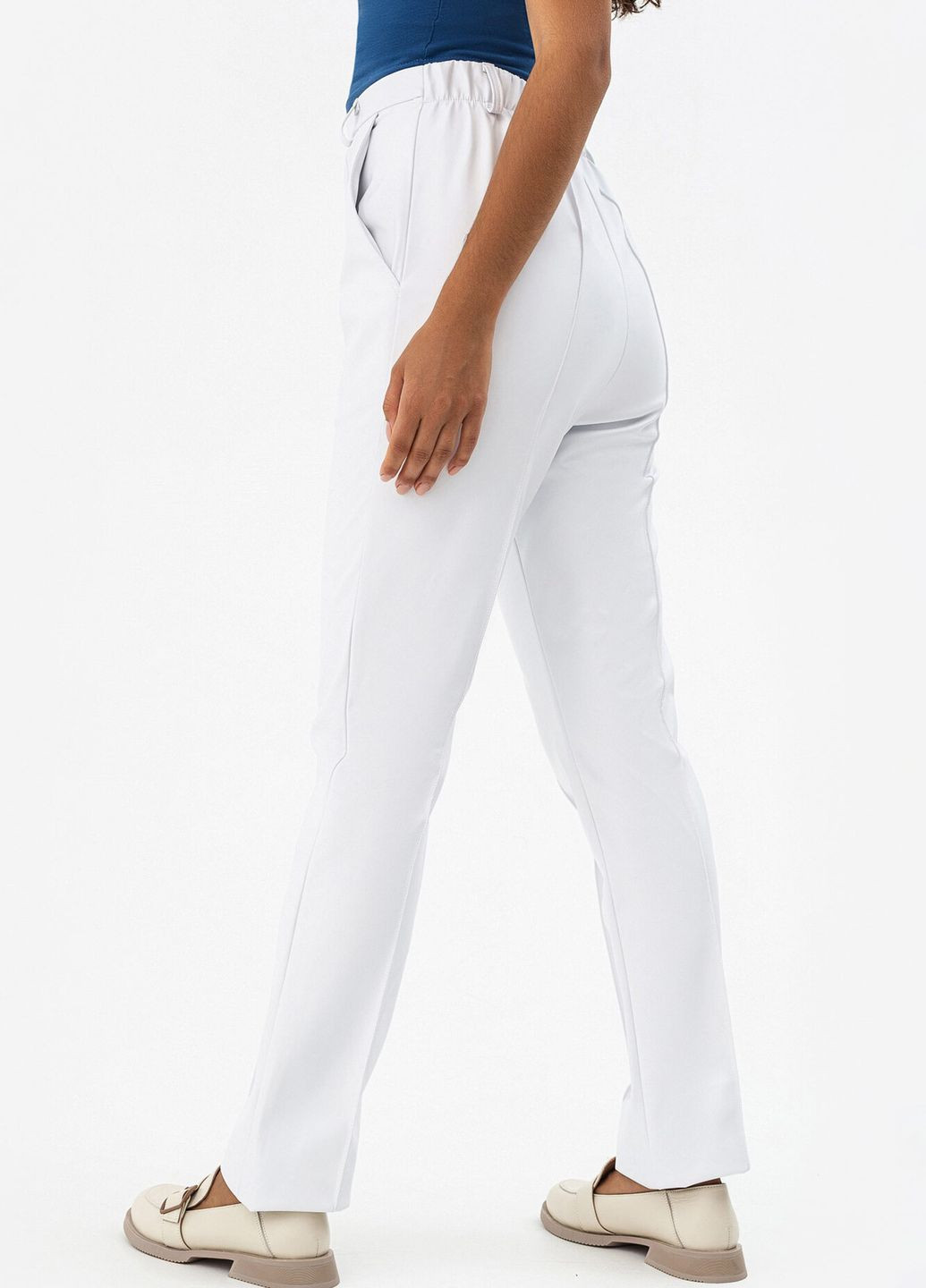 Белые кэжуал демисезонные прямые брюки Garne