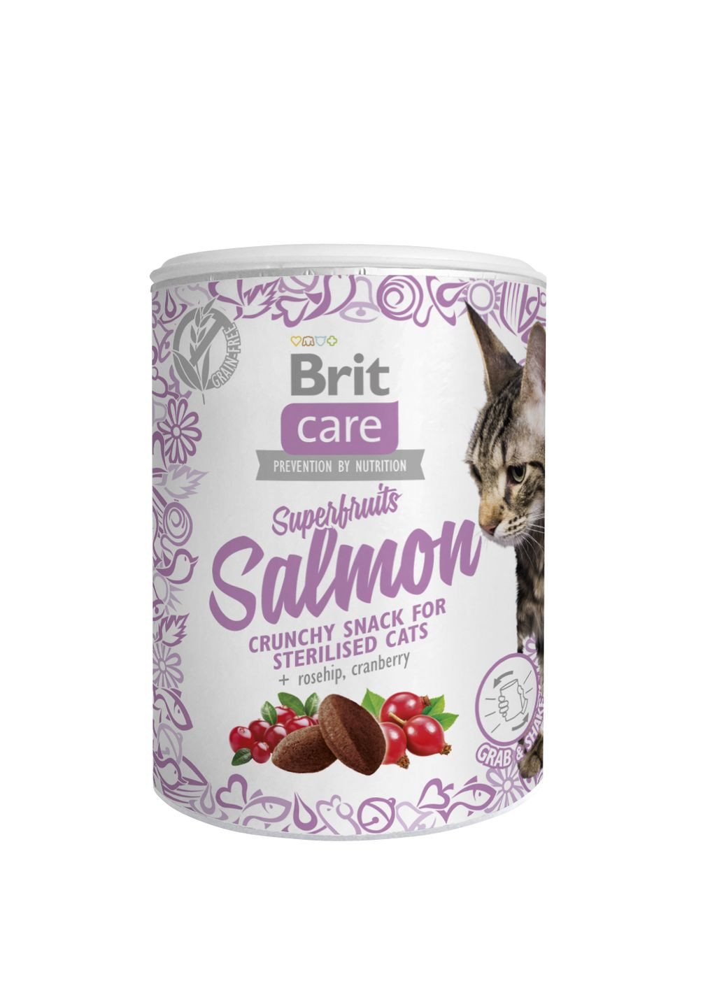Лакомства для кошек Care Cat Snack Superfruits Salmon, лосось, 100 г Brit (266900399)