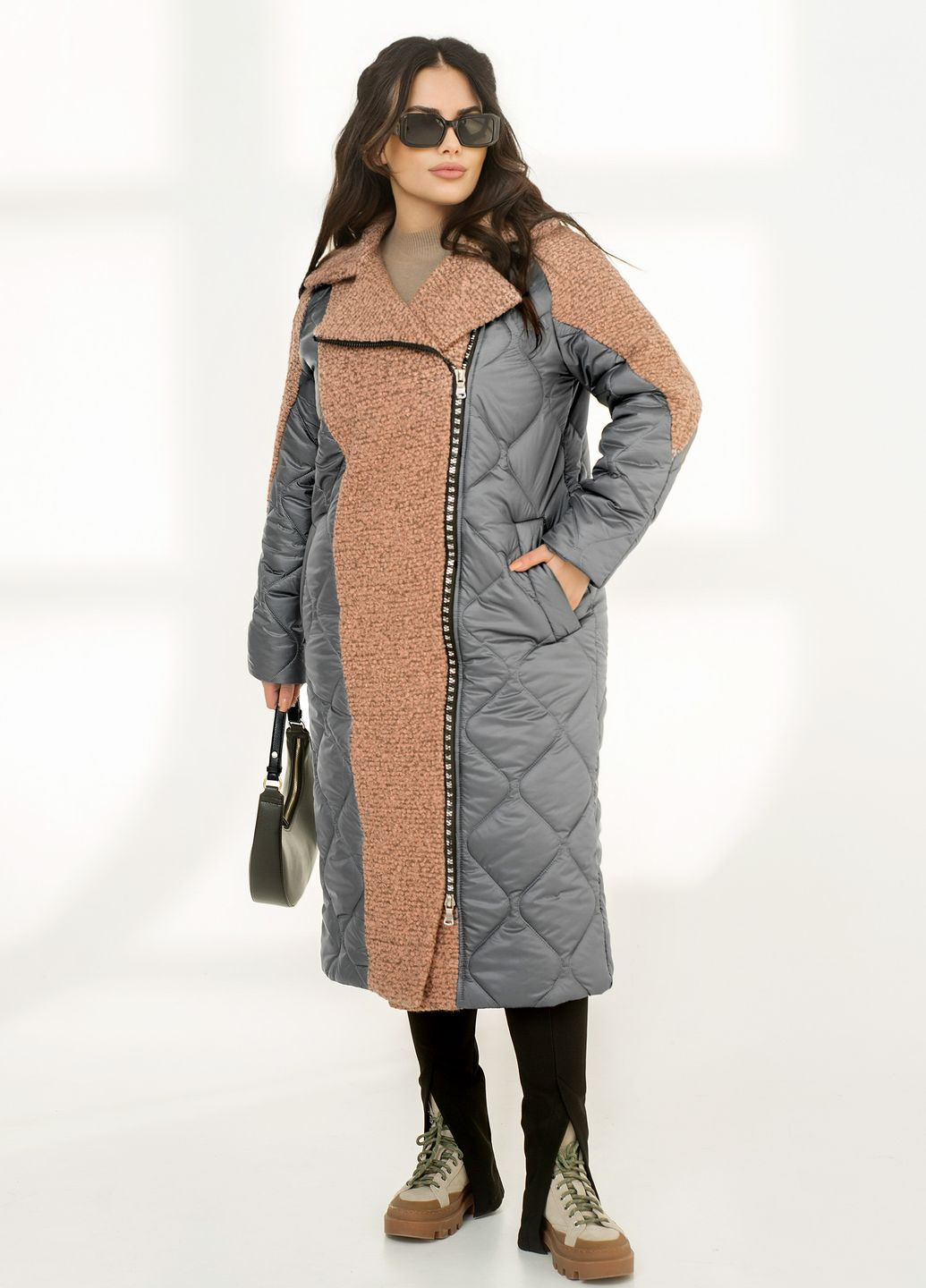 Серо-бежевая зимняя зимняя куртка Minova