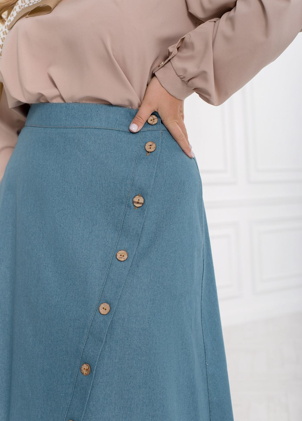 Голубая джинсовая однотонная юбка Minova