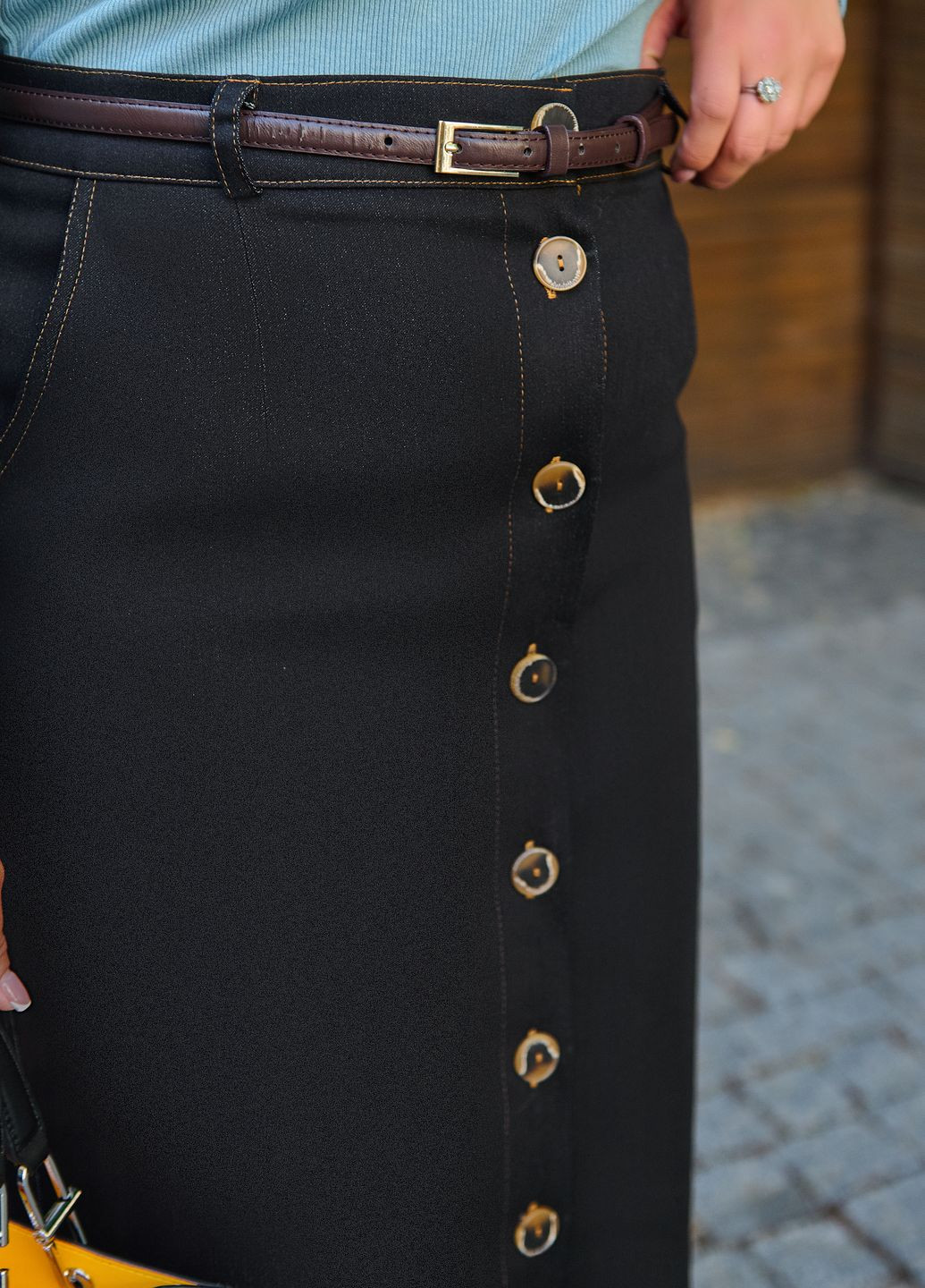 Черная джинсовая однотонная юбка Minova