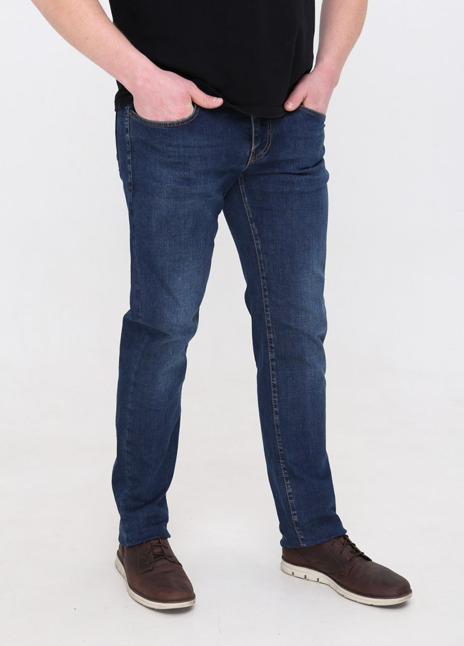 Темно-синие демисезонные слим джинсы мужские темно-синие слега зауженные 36 длина Завужені FRANCO BENUSSI