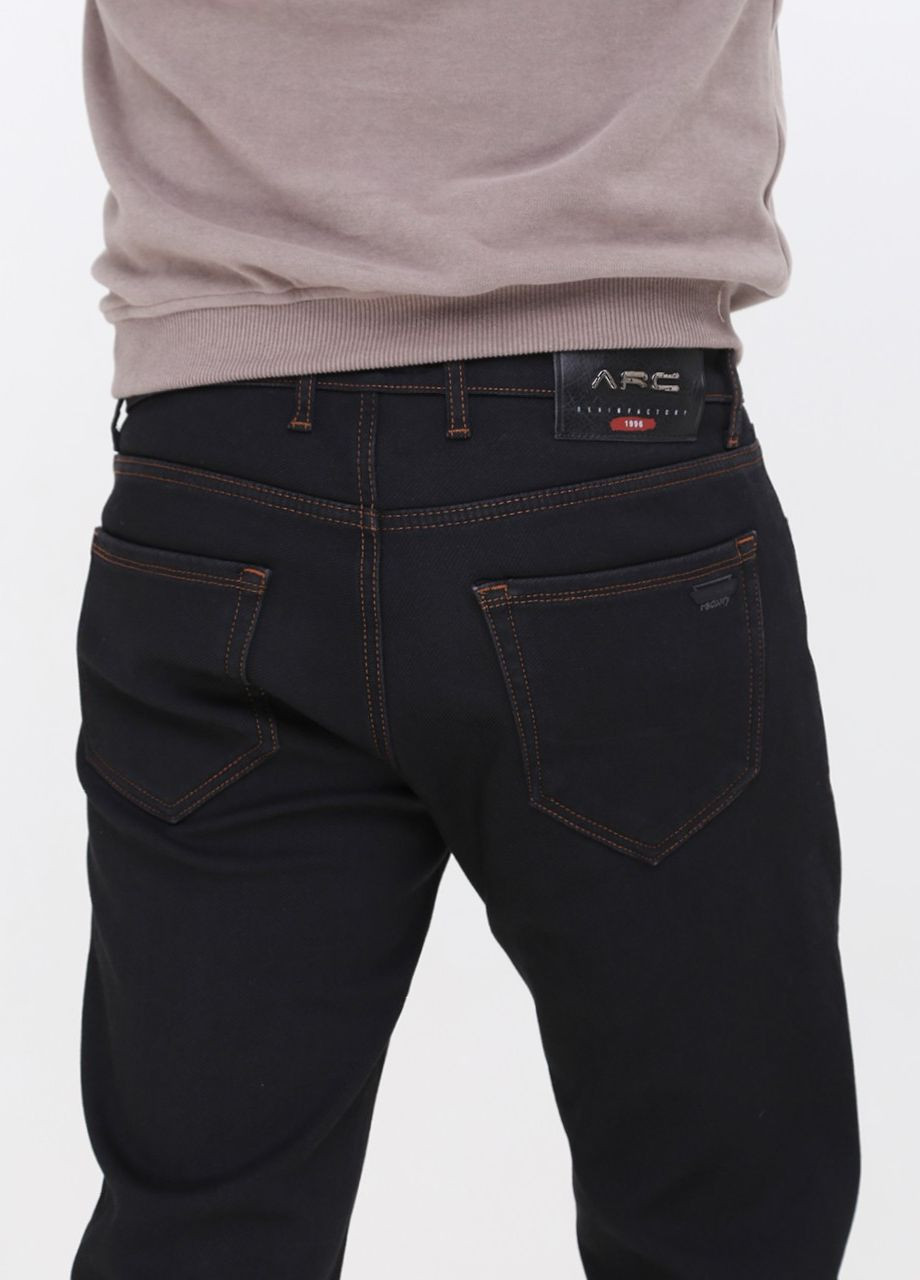 Черные зимние слим джинсы мужские черные слим утепленные на флисе Slim ARCHILES