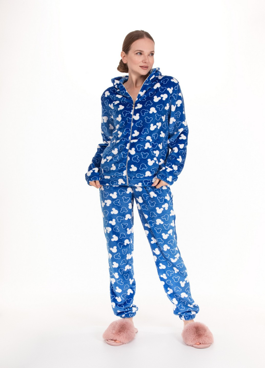 Синя теплий домашній костюм штани+кофта NEL