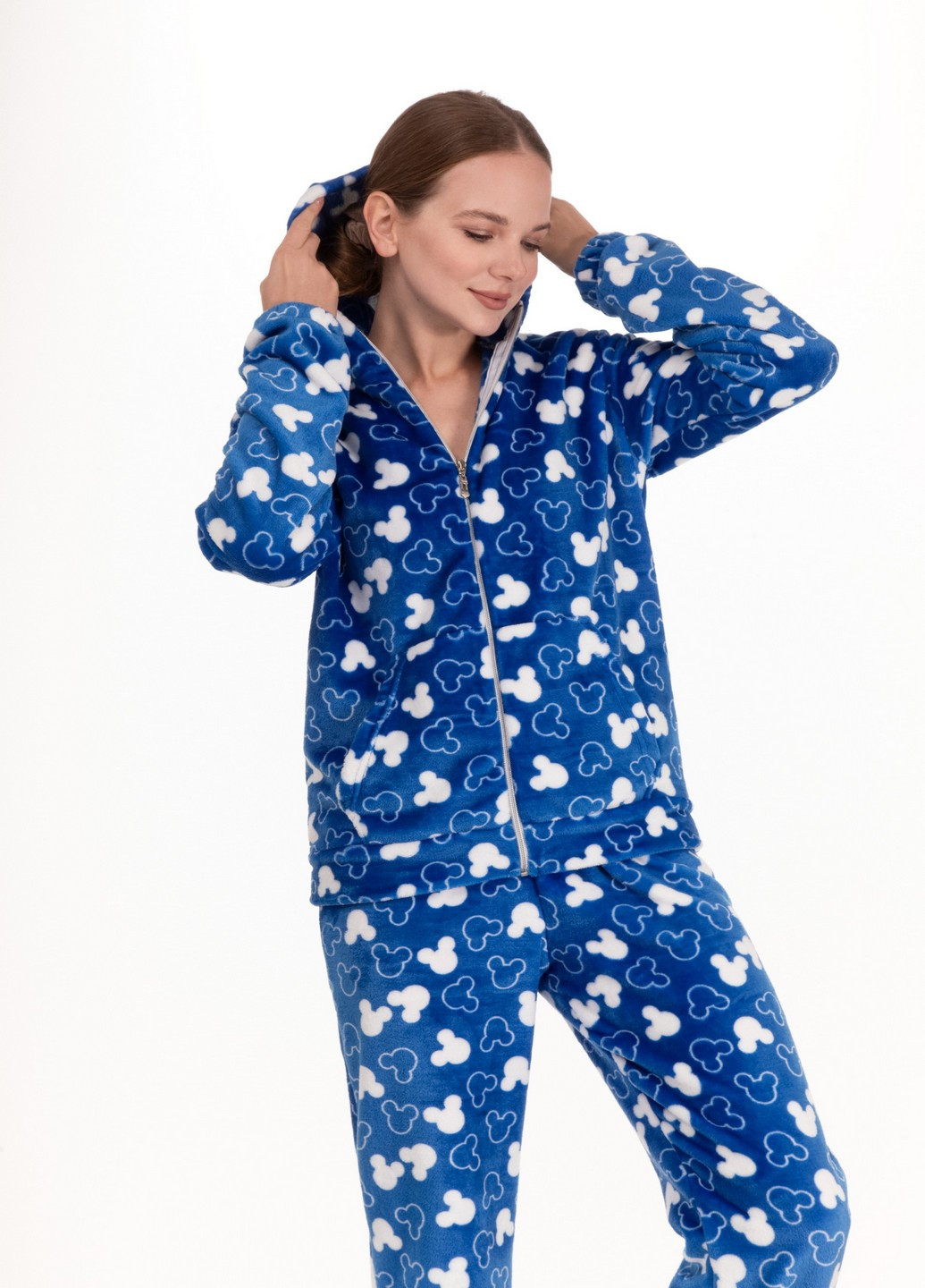 Синя теплий домашній костюм штани+кофта NEL