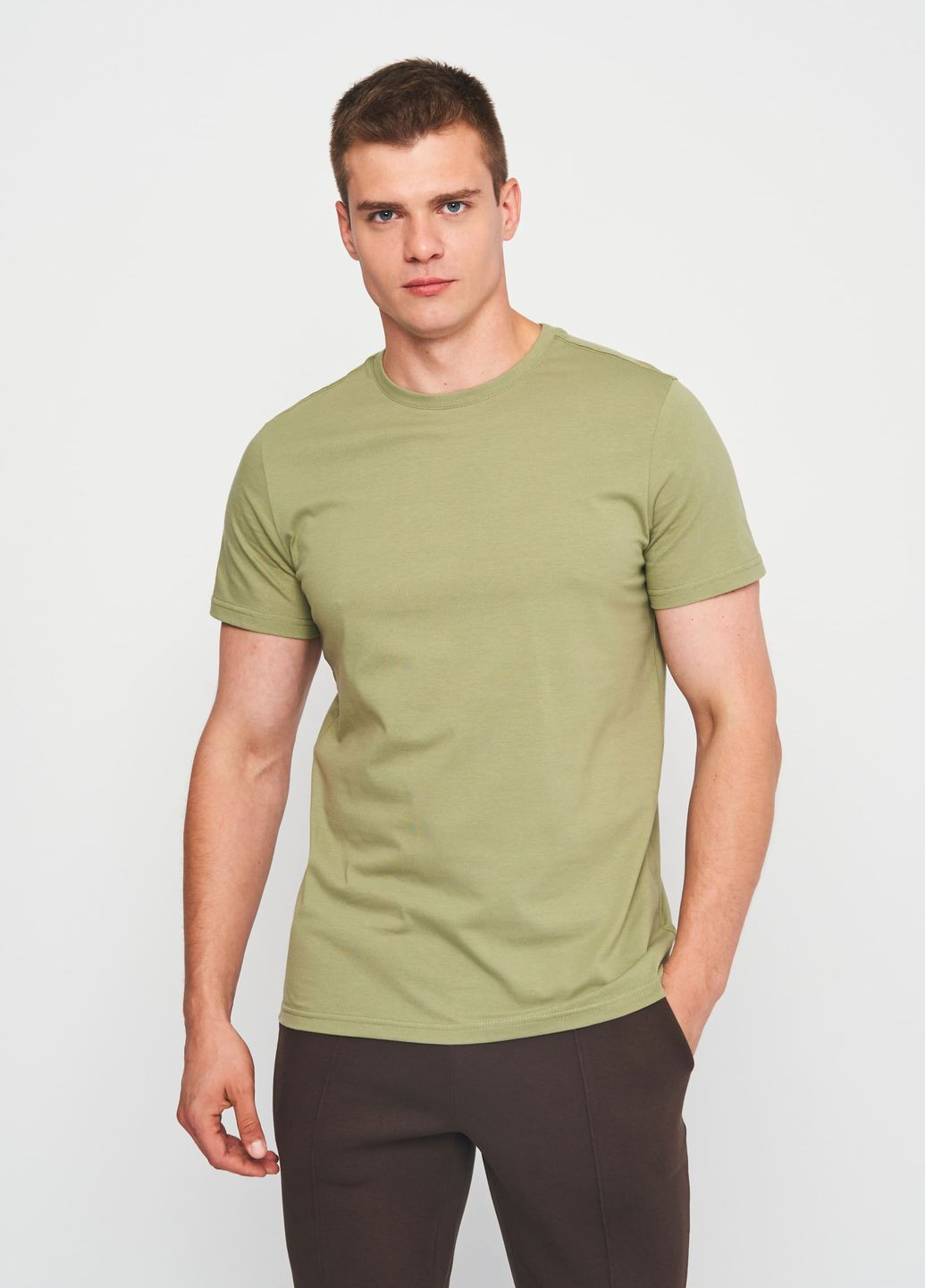 Хаки (оливковая) футболка для мужчин с коротким рукавом Роза