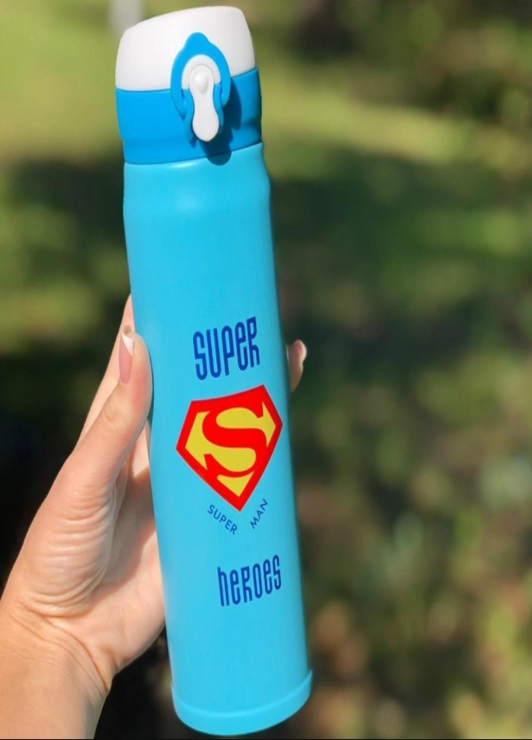 Термос дитячий супергероїни Superman для напоїв 350 мл блакитний No Brand (267230134)
