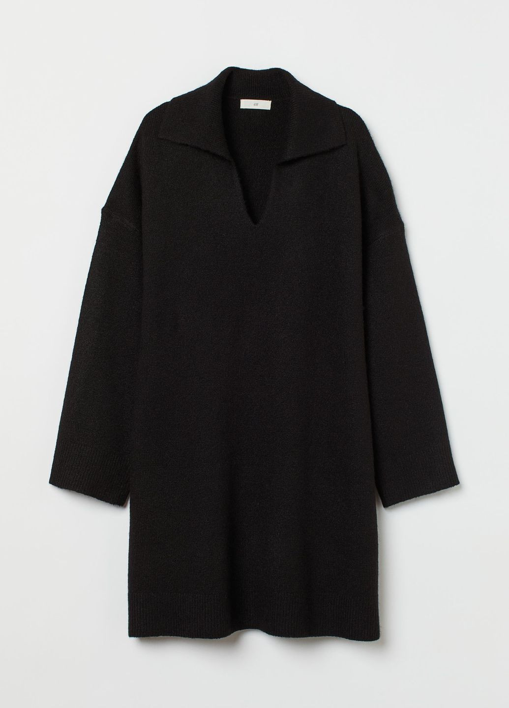 Черное повседневный платье вязаное H&M однотонное