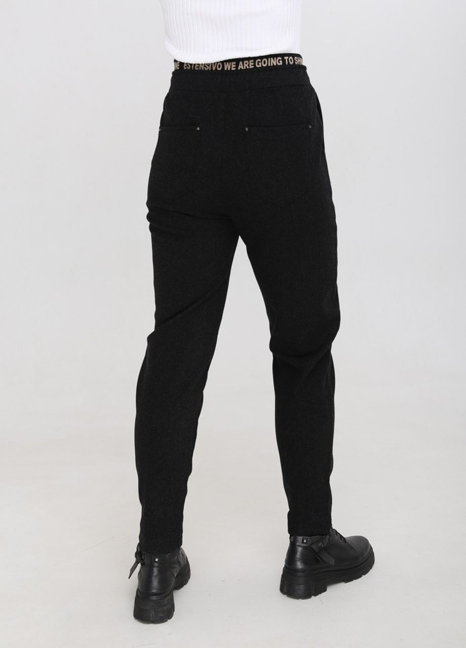 Штани жіночі чорні МОМ зимові з гумкою на талії великого розміру Estensivo mom (267226217)