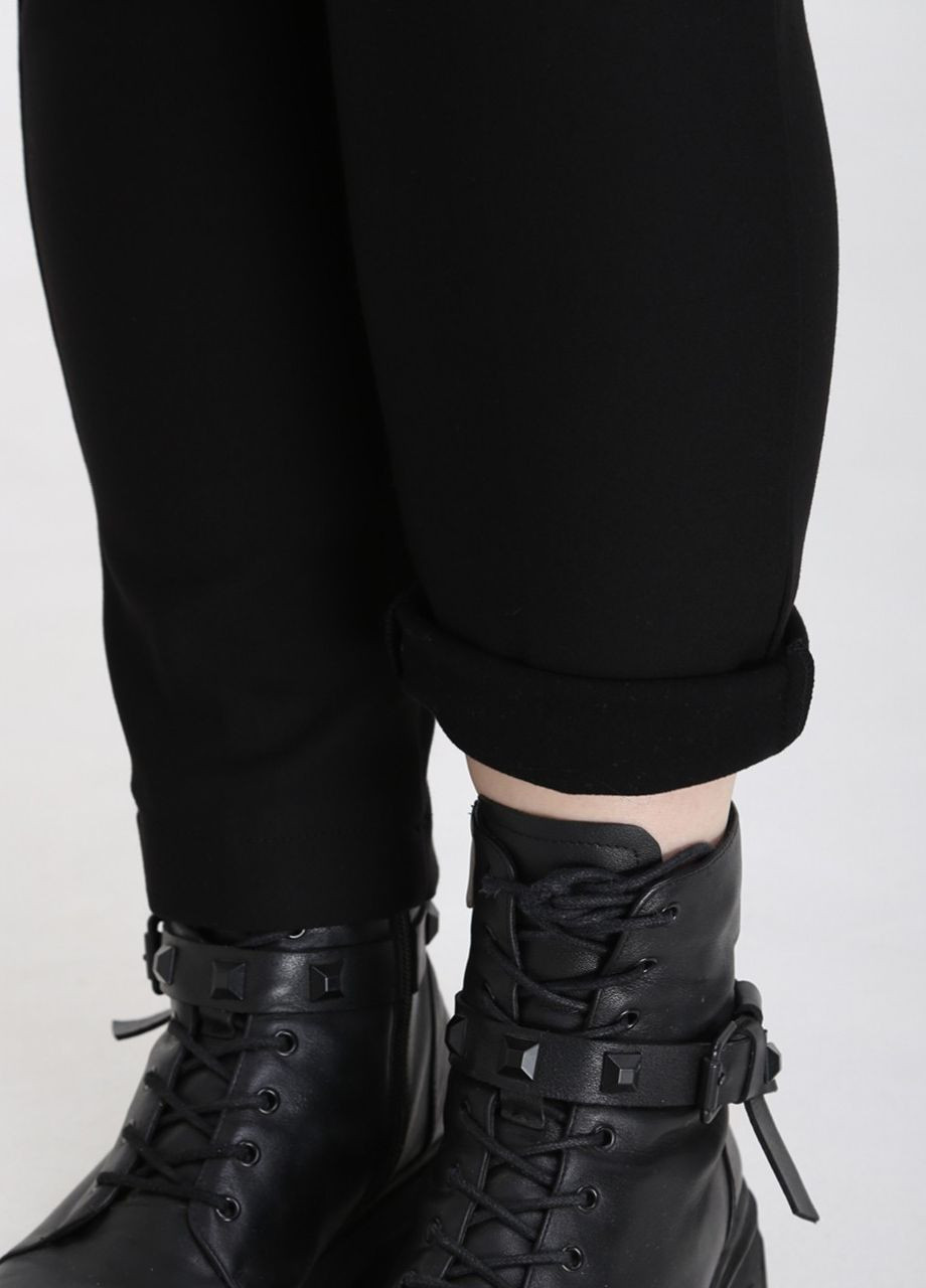 Штани жіночі чорні на флісі МОМ із гумкою на талії Estensivo mom (267226218)