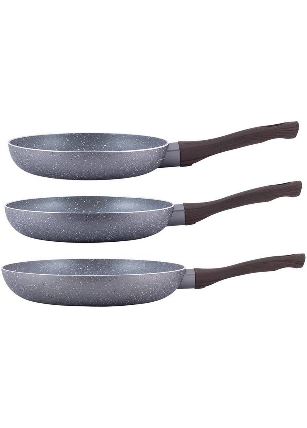 Набір сковорідок Gregers Grey, з антипригарним покриттям ILAG Ø20х4 см, Ø24х4,5 см, Ø28х5 см Kamille (267149279)