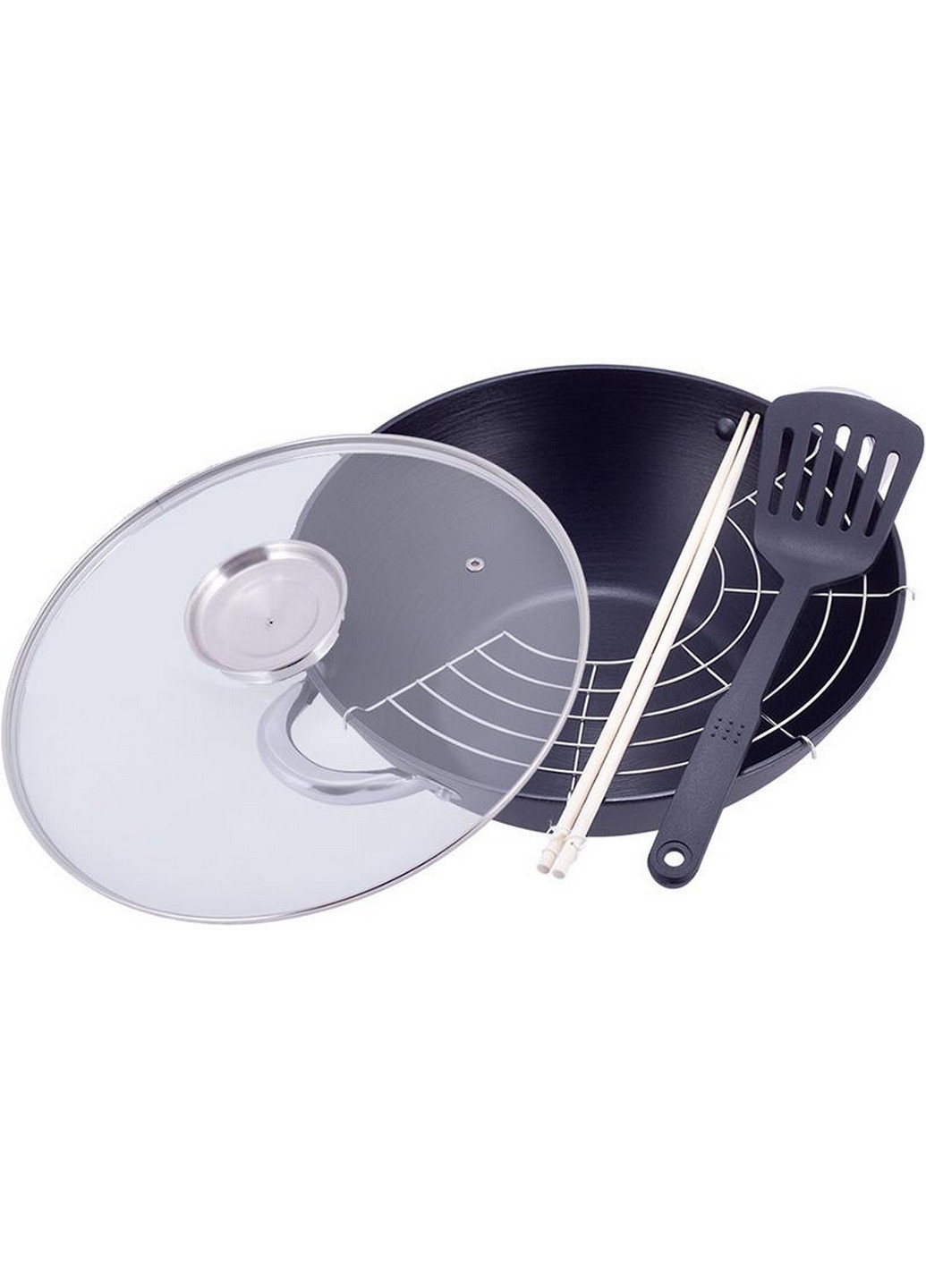 Котел чавунний "Wok", з антипригарним покриттям та аромо-кришкою Ø14,5хØ28х9,5 см Kamille (267149326)