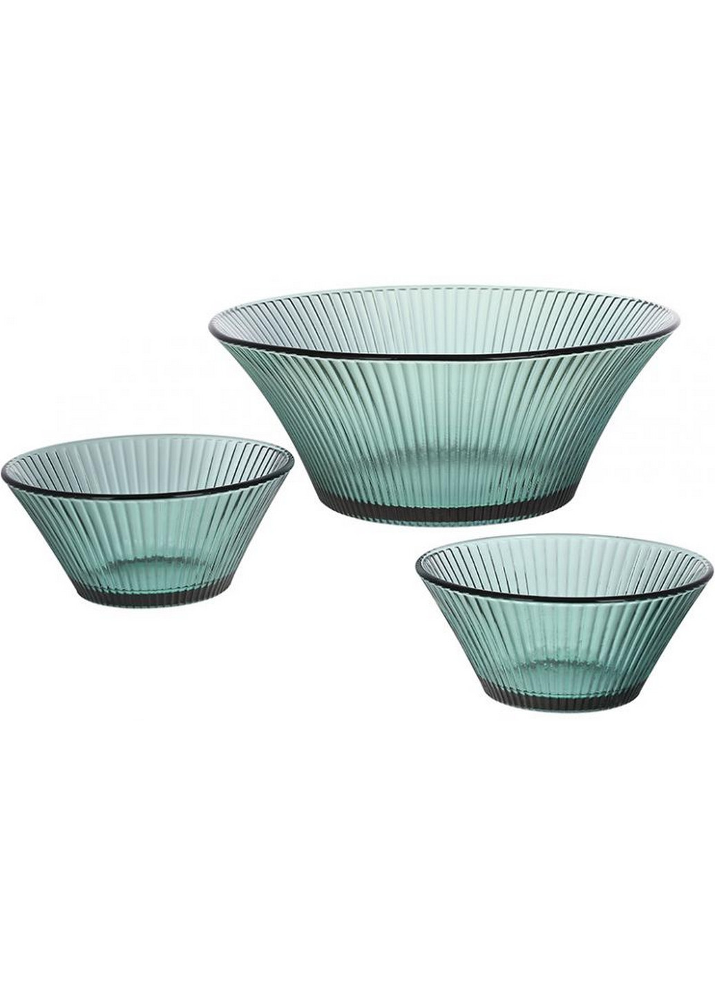 Набор стеклянной посуды "Cape Green" салатник и две пиалы Ø22х12,5 см,Ø12,5х6,5 см BonaDi (267149019)