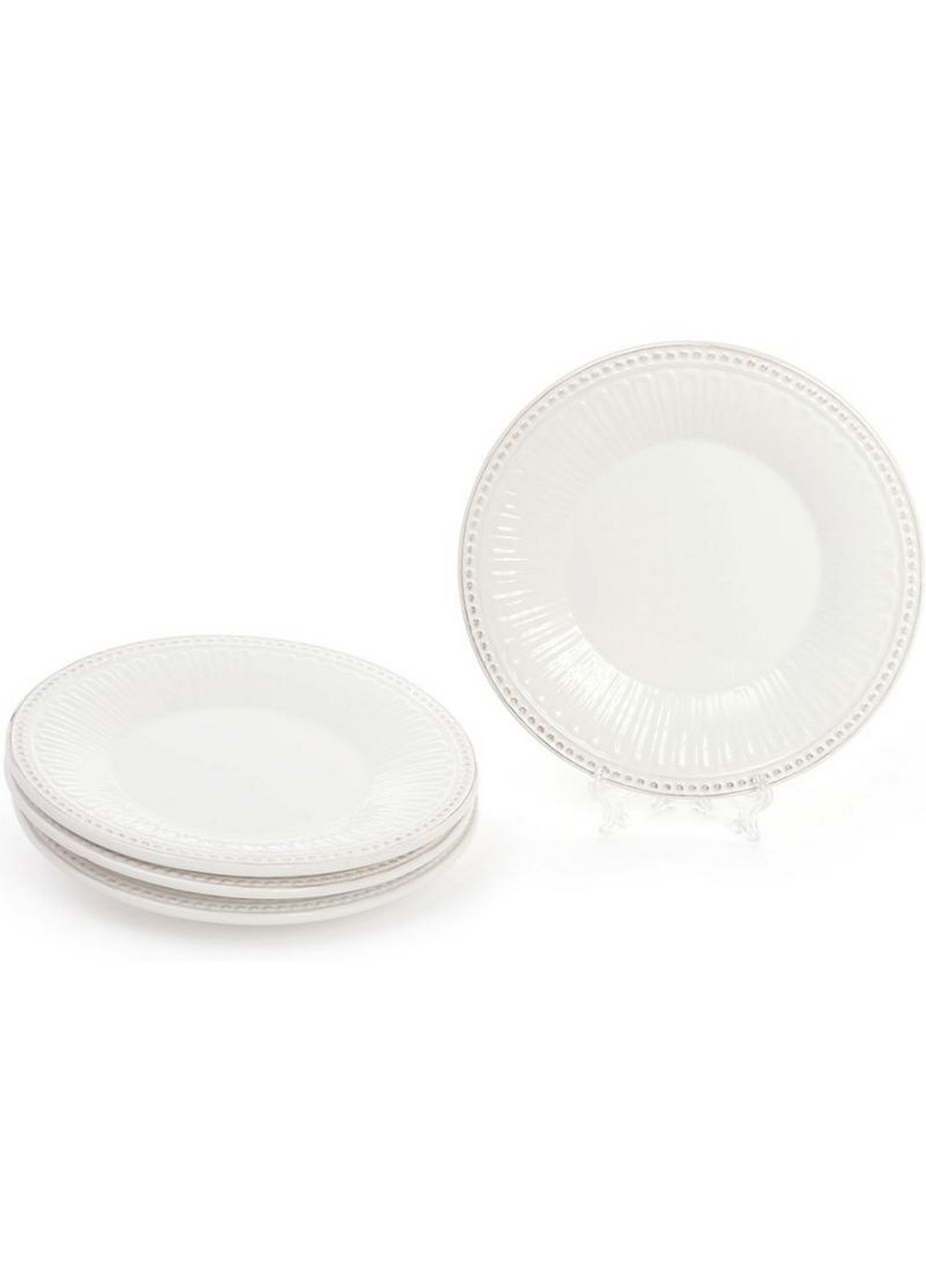 Набор 4 обеденные тарелки Stone Flower, "винтажная" керамика Ø20,2х2,2 см Bona (267148965)