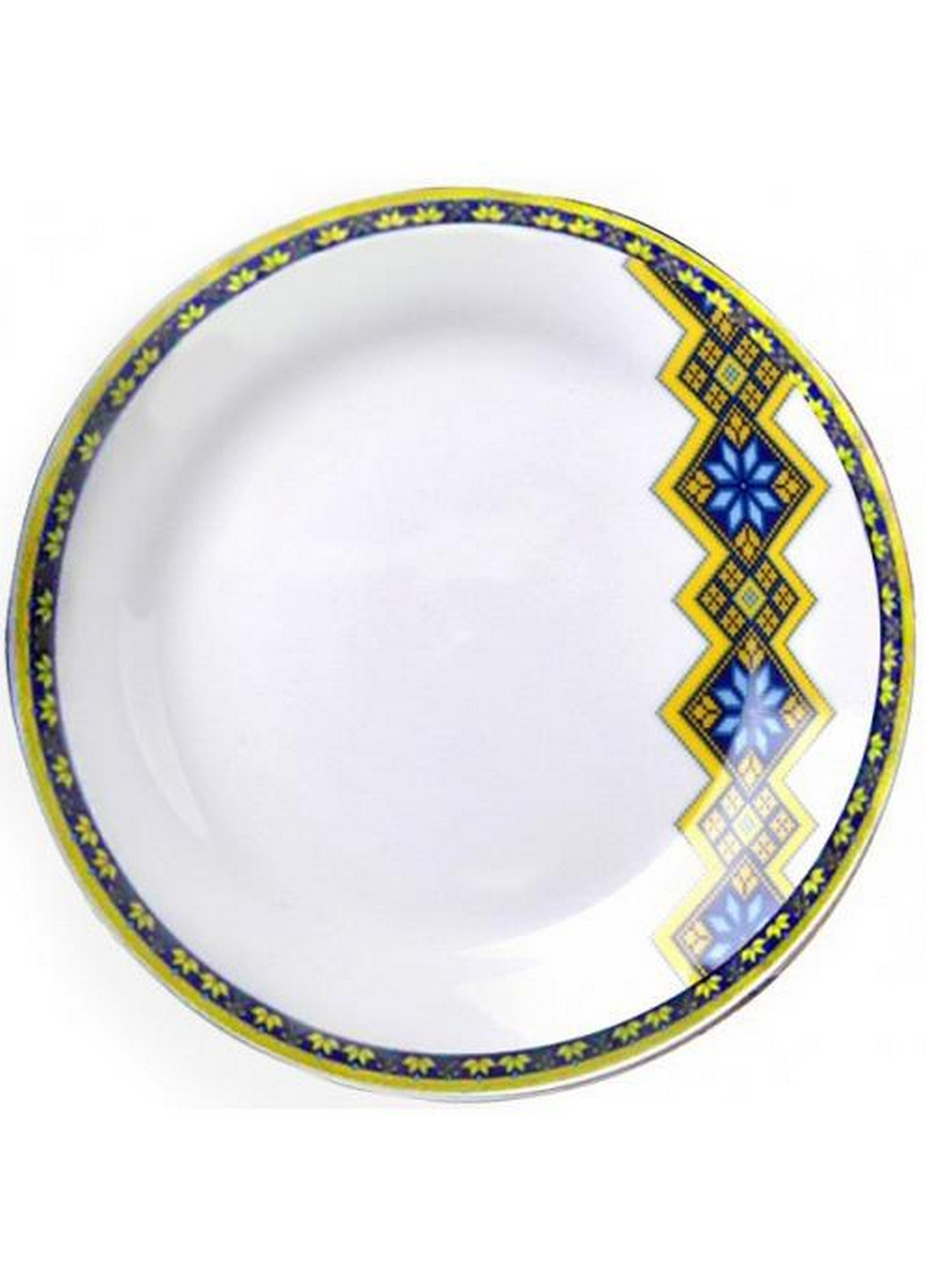 Набор 6 мелких тарелок "Вышиванка желто-голубой ромб" Ø23 см S&T (267148814)
