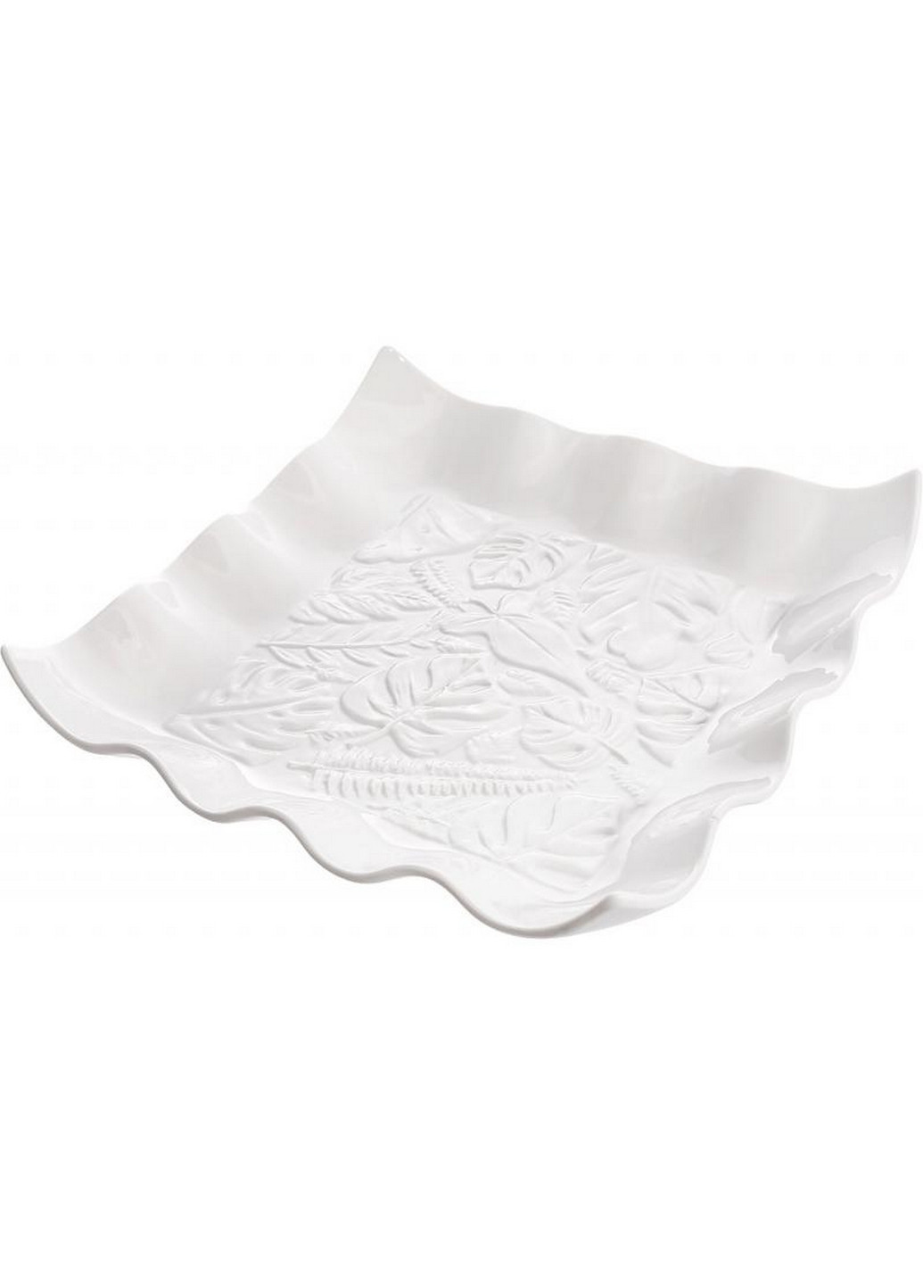 Набір 2 обідні тарілки квадратні "White City Монстера" порцеляна 30х30х7,5 см Bona (267148868)