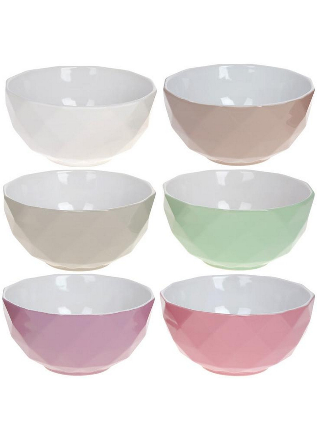 Набір 6 керамічних піал "Амстердам" 530мл, пастель 14х7 см Bona (267148973)