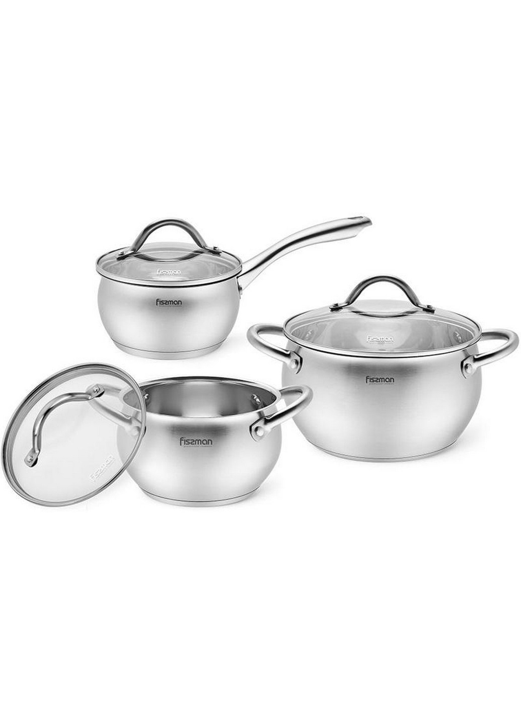 Набір кухонного посуду Nancy 6 предметів з нержавіючої сталі 2 л, 3,8 л, 1,2 л Fissman (267149585)
