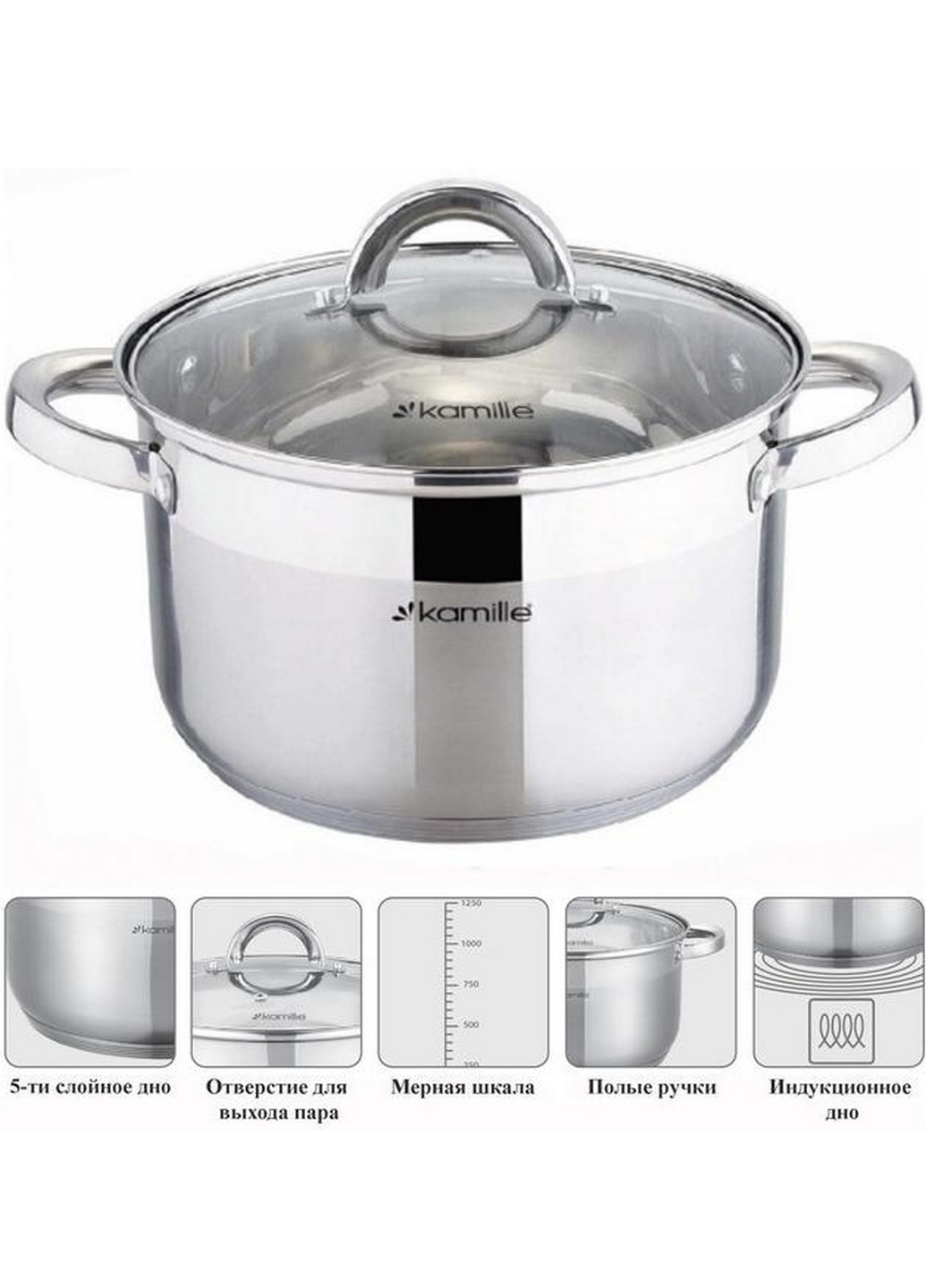 Каструля Mystery зі скляною кришкою Ø24 см Kamille (267149269)