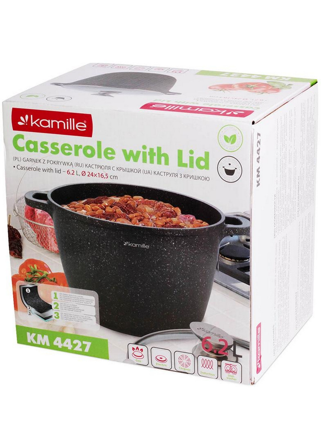 Кастрюля Landes Grey с литыми алюминиевыми ручками Ø24х16,5 см Kamille (267149315)