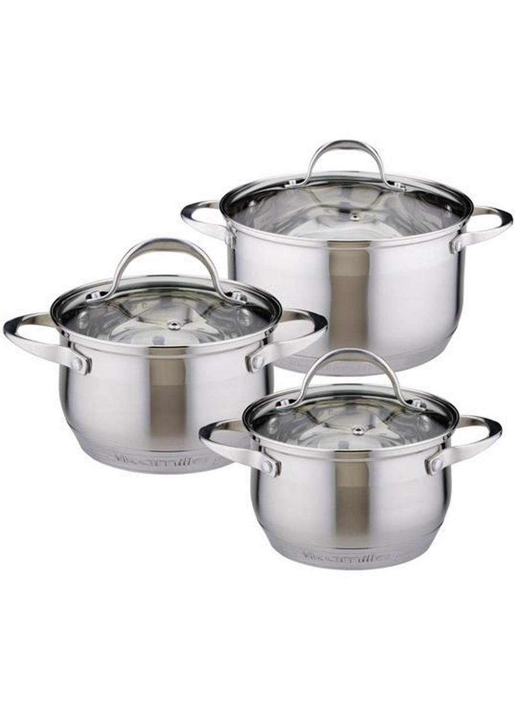 Набор кастрюль Mystery Mini 3 кастрюли со стеклянными крышками Ø16х10,5 см, Ø18х11,5 см, Ø20х13,5 см Kamille (267149379)