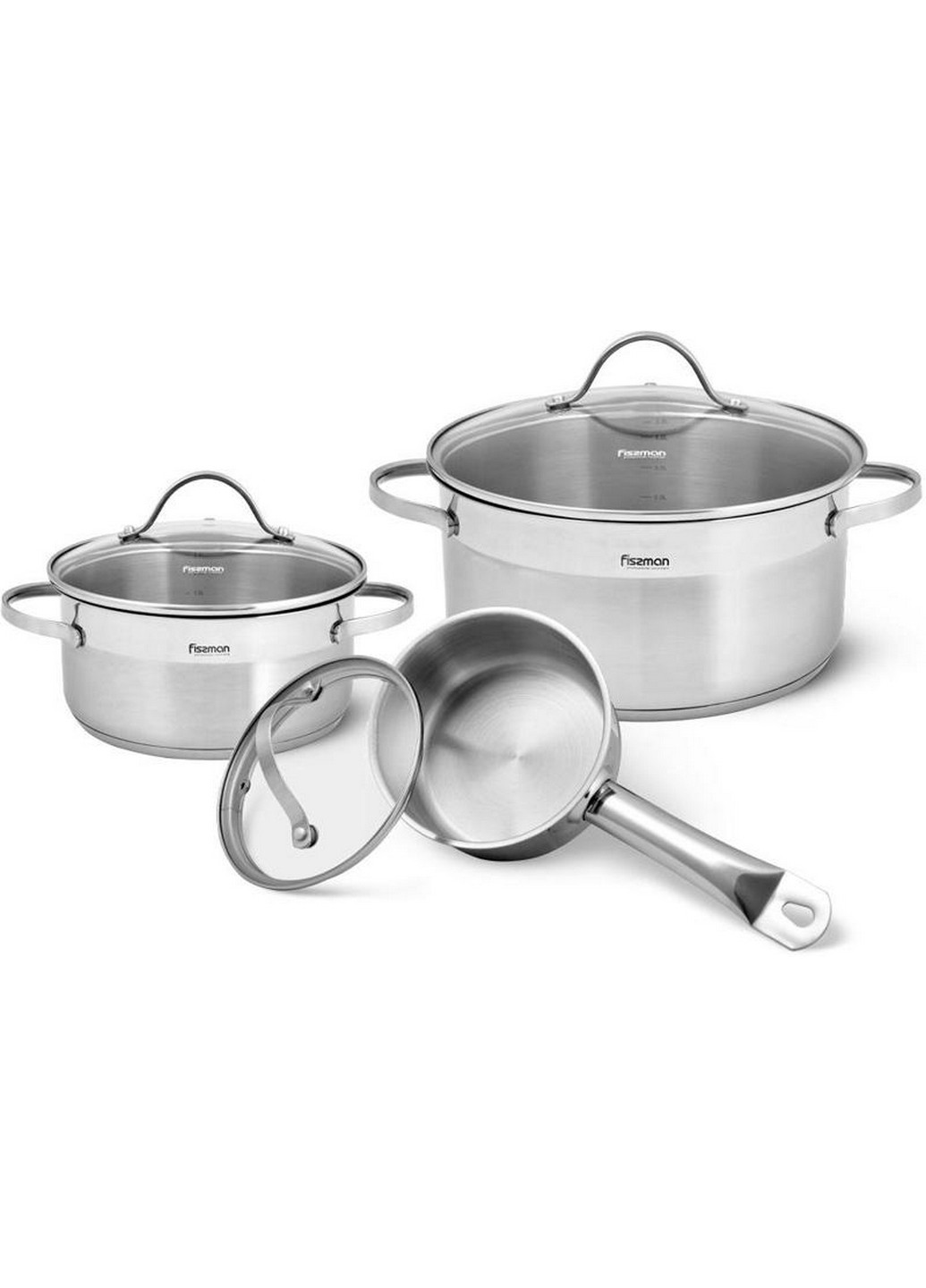 Набір кухонного посуду Evita 6 предметів з нержавіючої сталі 2 л, 3,8 л, 1,2 л Fissman (267149402)