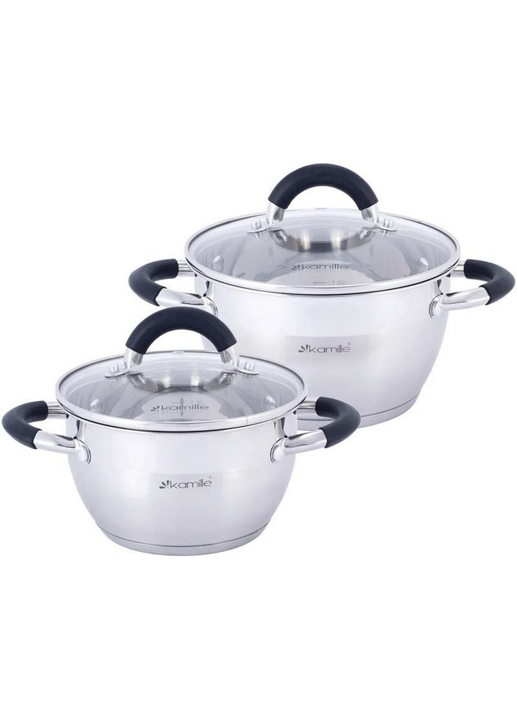 Набір 2 каструлі Marsaili з силіконовими ручками Ø16х10 см, Ø18х11 см Kamille (267149319)