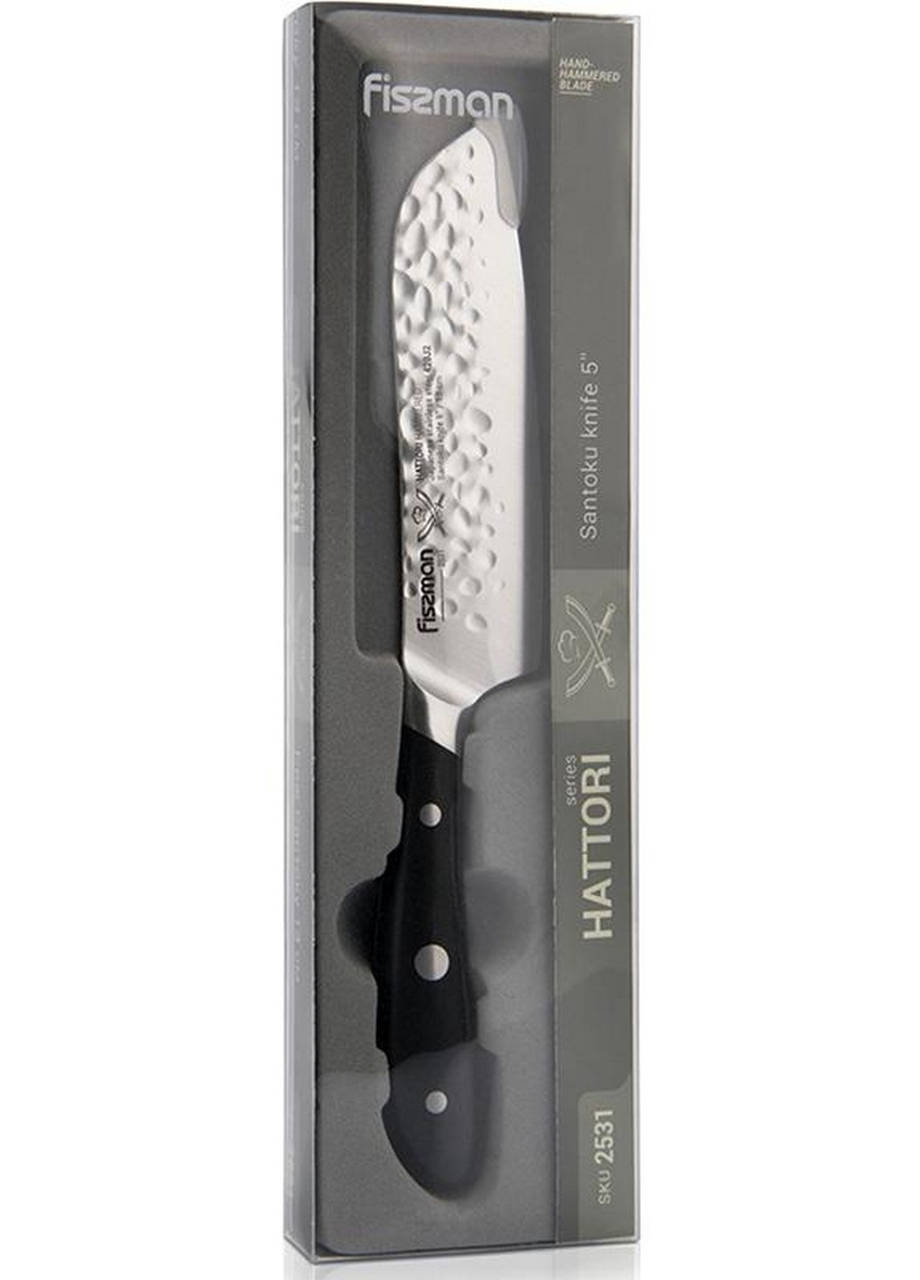 Нож сантоку Hattori hammered из нержавеющей стали 13х10 см Fissman (267149491)