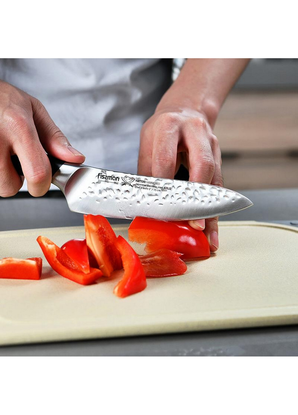 Нож поварской Hattori hammered из нержавеющей стали 15х12,5 см Fissman (267149583)