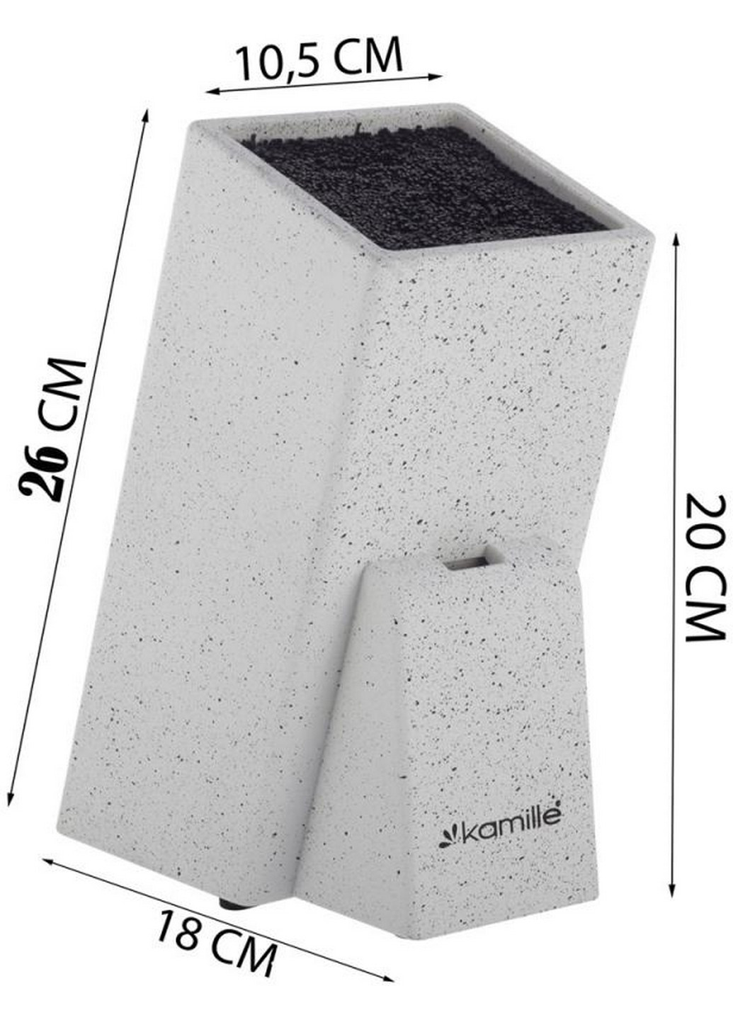 Подставка-колода для ножей Brash Stand, с наполнителем 10,5x10,5х26 см Kamille (267149284)