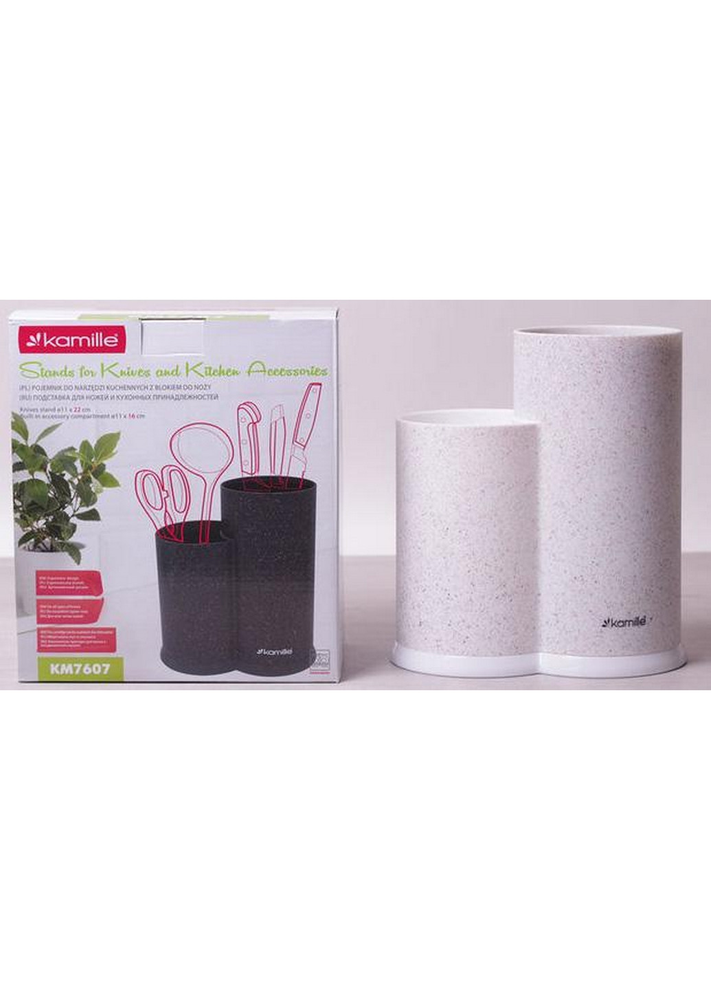 Колода для ножів Brash Stand подвійна пластикова Ø22х11 см, Ø16х11 см Kamille (267150106)