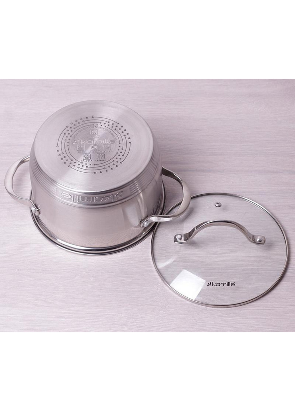 Каструля Mystery зі скляною кришкою, 7-шарове дно Ø16х10,5 см Kamille (267150046)