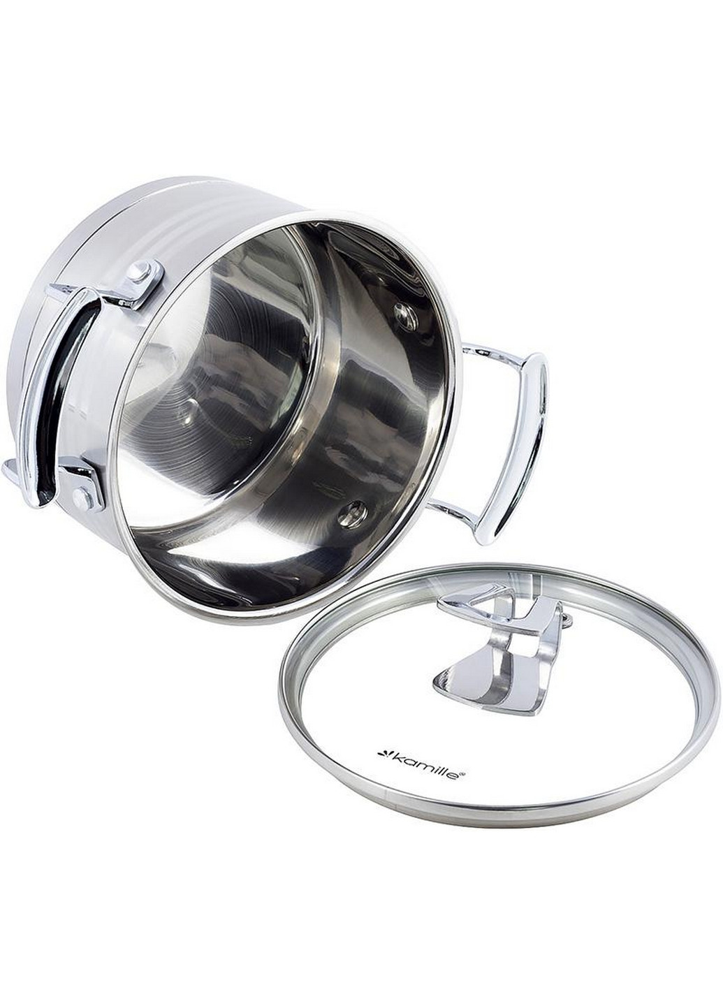Кастрюля индукционная Casserote из нержавеющей стали со стеклянной крышкой Ø18х10 см Kamille (267150115)