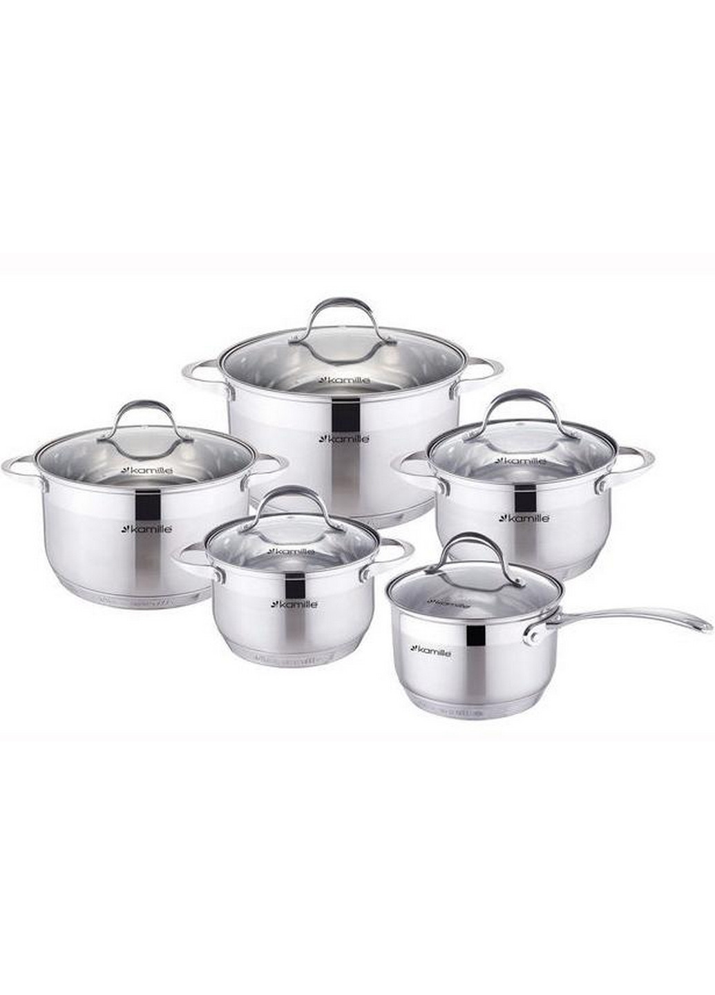 Набір посуду Mystery 4 каструлі та ківш Ø16х10,5 см, Ø18х11,5 см, Ø20х13,5 см, Ø24х15,5 см, Ø16х10,5 см Kamille (267150054)