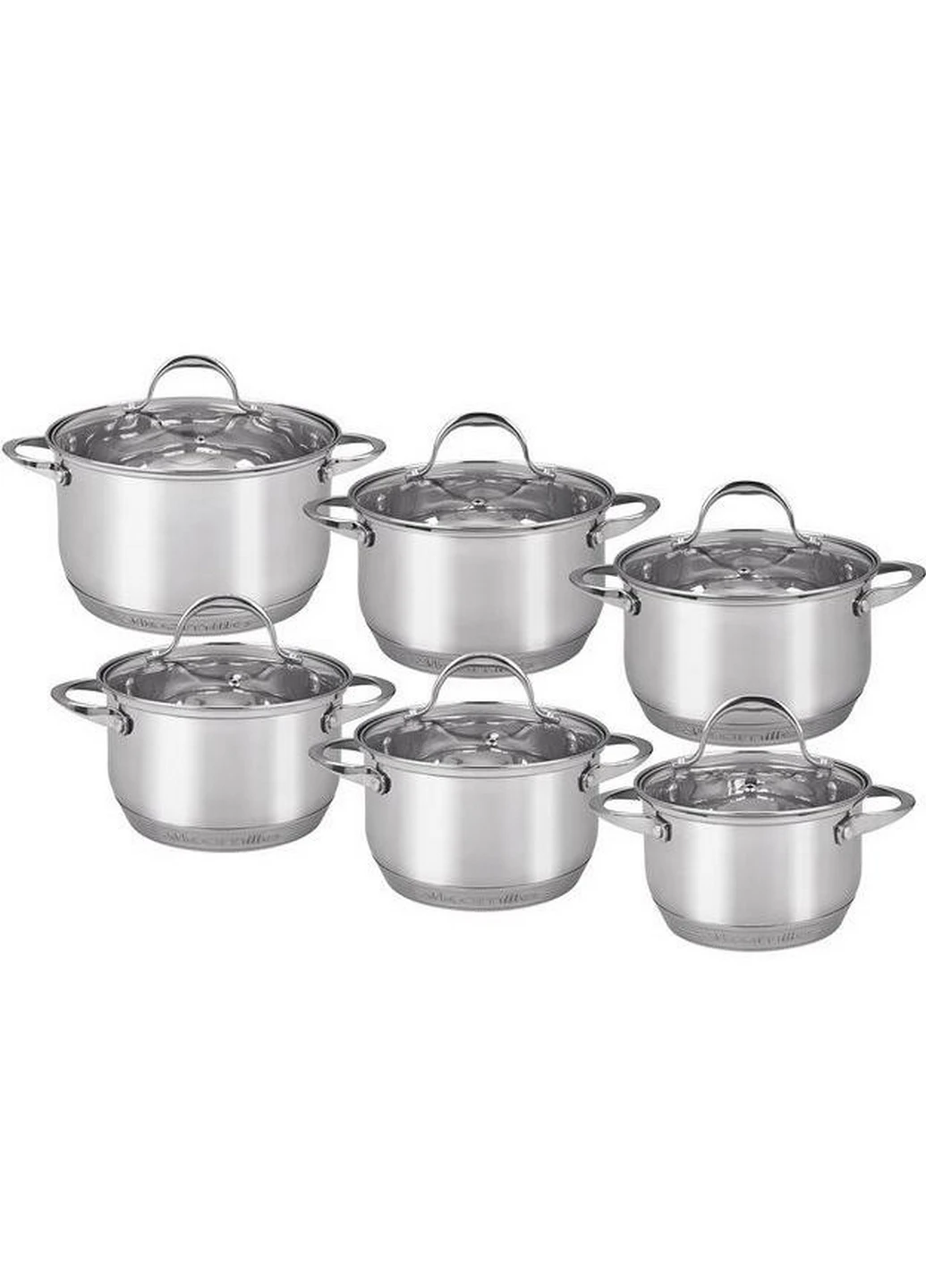 Набір каструль Classic 6 каструль з кришками Ø16х10,5 см, Ø18х11,5 см, Ø20х12,5 см, Ø24х16,5 см Kamille (267150033)