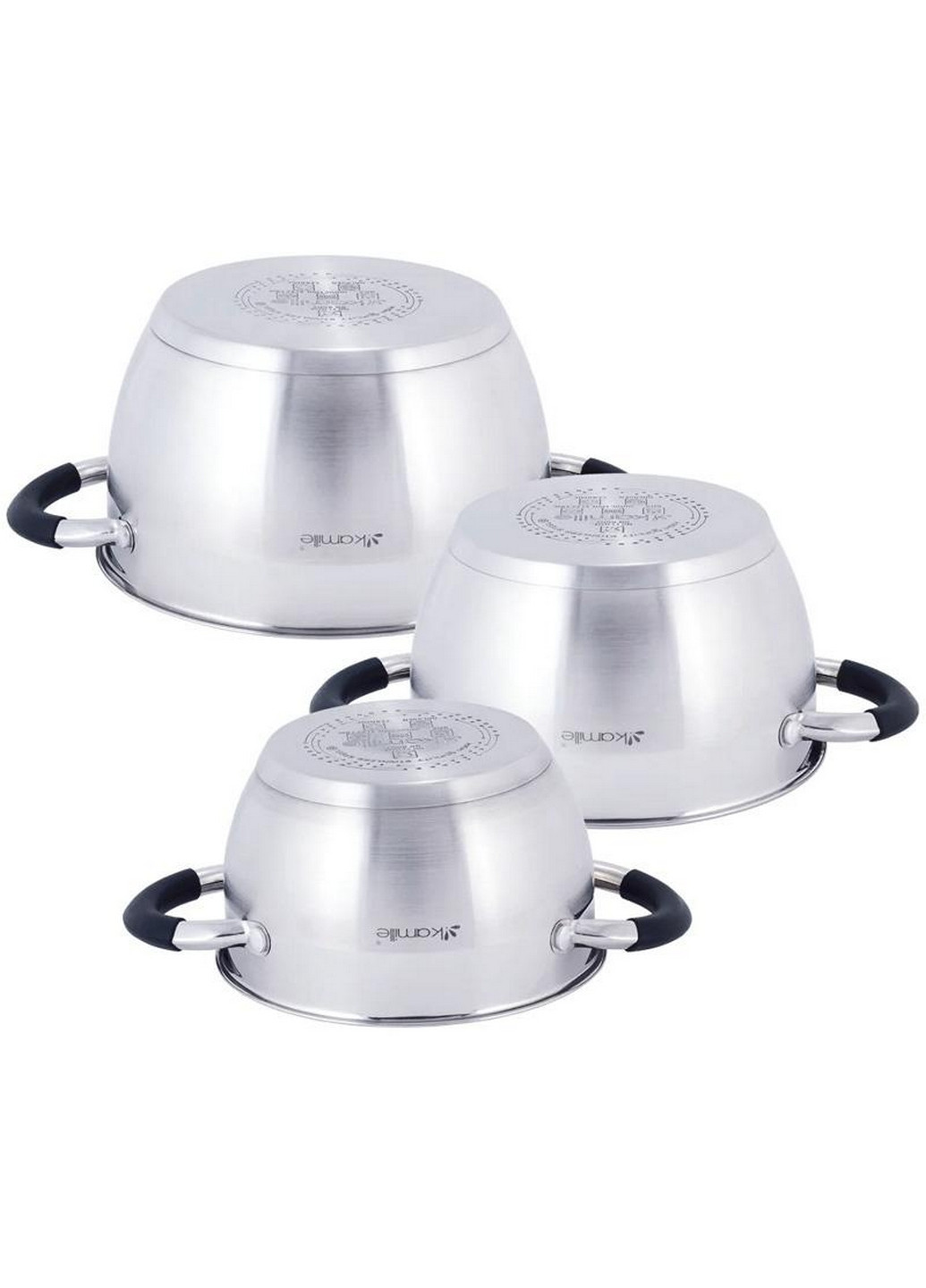 Набор 3 кастрюли Marsaili с силиконовыми ручками Ø16х10 см, Ø18х11 см, Ø20х11,5 см Kamille (267150086)