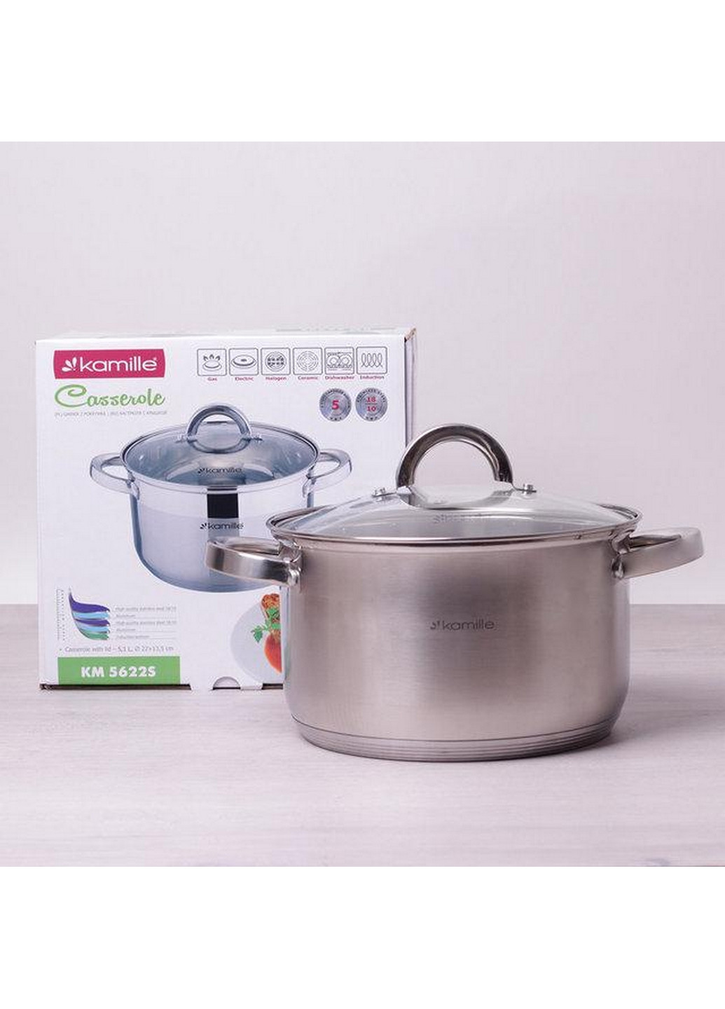 Каструля Mystery зі скляною кришкою Ø22х13,5 см Kamille (267150017)