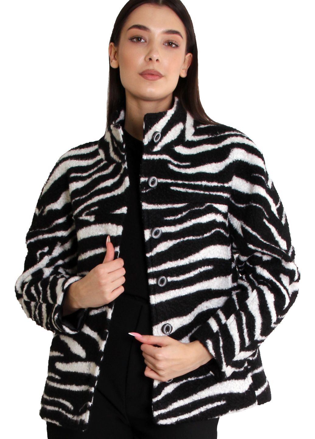 Чорно-біла демісезонна куртка із візарунком "зебра". Anna Dali